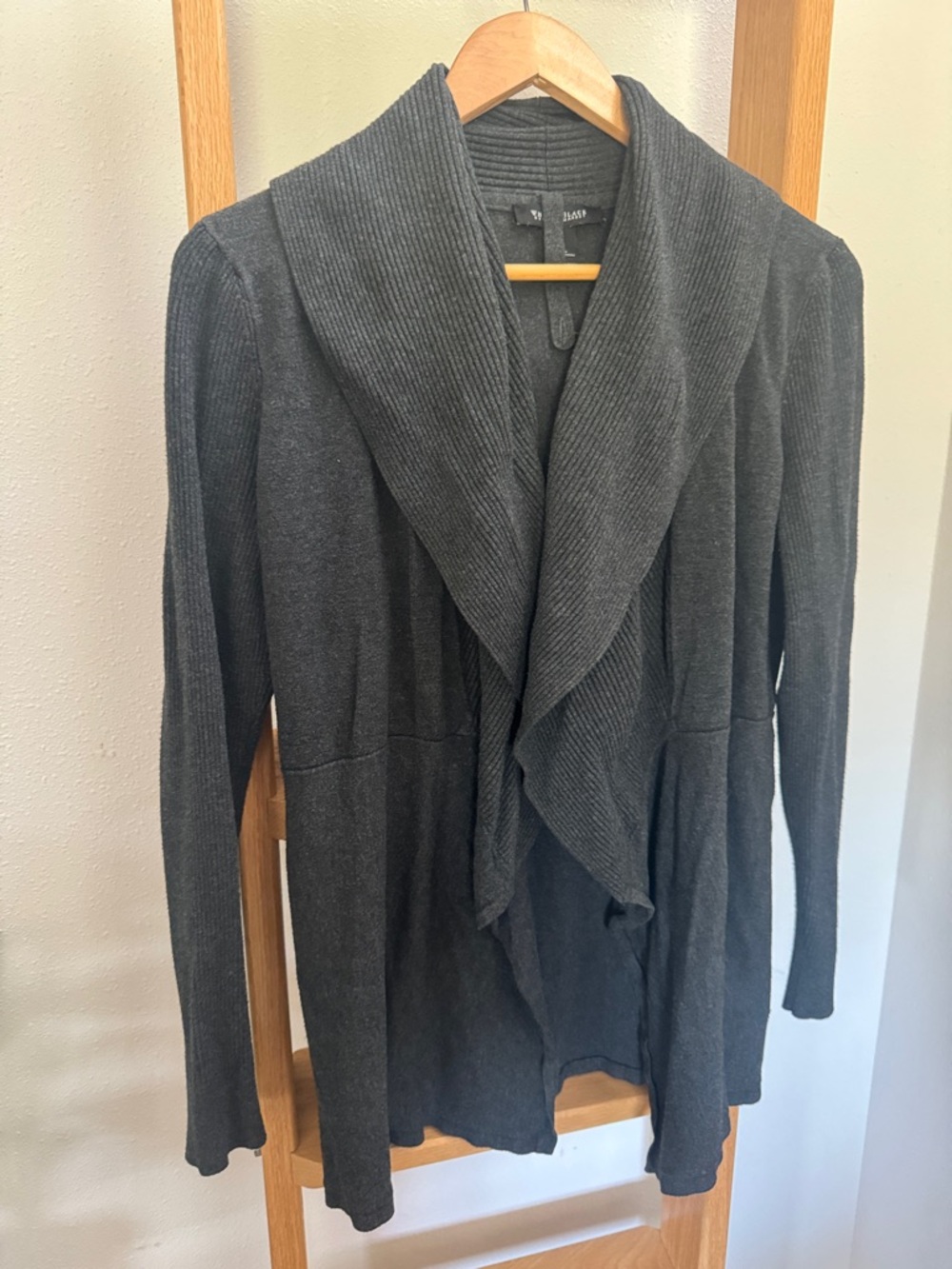 White House Black Market Dark Gray Draped Open-Front Cardigan Blazer